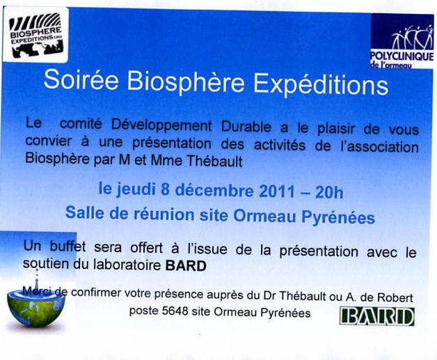 Invitation pour Biosphere Expeditions